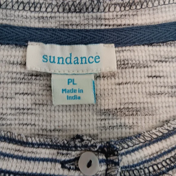 Sundace Navy and White Striped Long Sleeve Women's Henley Shirt - Picture 5 of 6